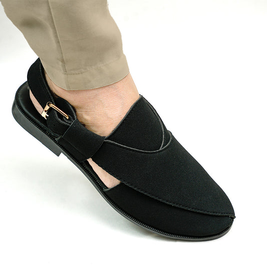 Handmade Leather Casual Classic Black Sandal - SR-069