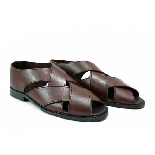 Handmade Leather Casual Classic Brown Sandal - SR-071